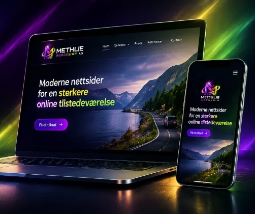 Moderne nettsider på laptop og mobil